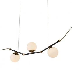 Chianti 54 in. 28-Watt Integrated LED Chandelier Antique Brass Height Adjustable Pendant Island Light, 3 Glass Shades by VONN Lighting