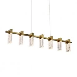Sorrento 40 in. 50-Watt Integrated LED Kitchen Island Chandelier Height Adjustable Antique Brass 7 Shades Pendant by VONN Lighting