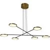 Torino 39 in. 42-Watt Integrated LED Antique Brass Height Adjustable Chandelier, Rotating LED Disks Island Pendant by VONN Lighting