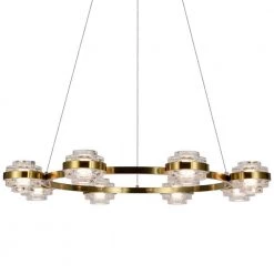 Milano 33 in. 8-Light Integrated LED Chandelier Lighting Fixture in Antique Brass by VONN Lighting