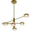 Milano 40 in. 6-Light Integrated LED Chandelier Lighting Fixture in Antique Brass with Height Adjustable Rods by VONN Lighting