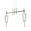 Toscana 13.8-Watt 29 in. Height Adjustable Antique Brass Island Pendant with 2 Integrated LED Frosted Glass Shades by VONN Lighting