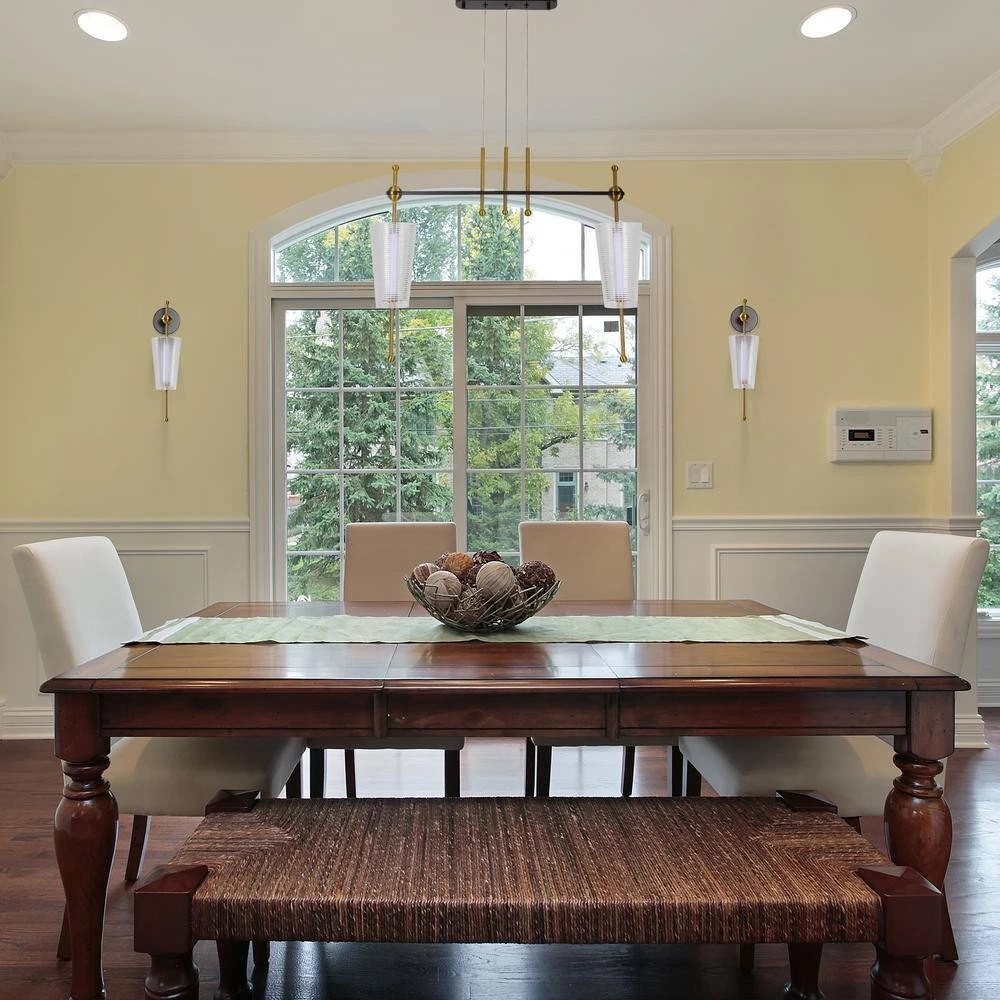 Toscana 13.8-Watt 29 in. Height Adjustable Antique Brass Island Pendant with 2 Integrated LED Frosted Glass Shades by VONN Lighting - Image 3