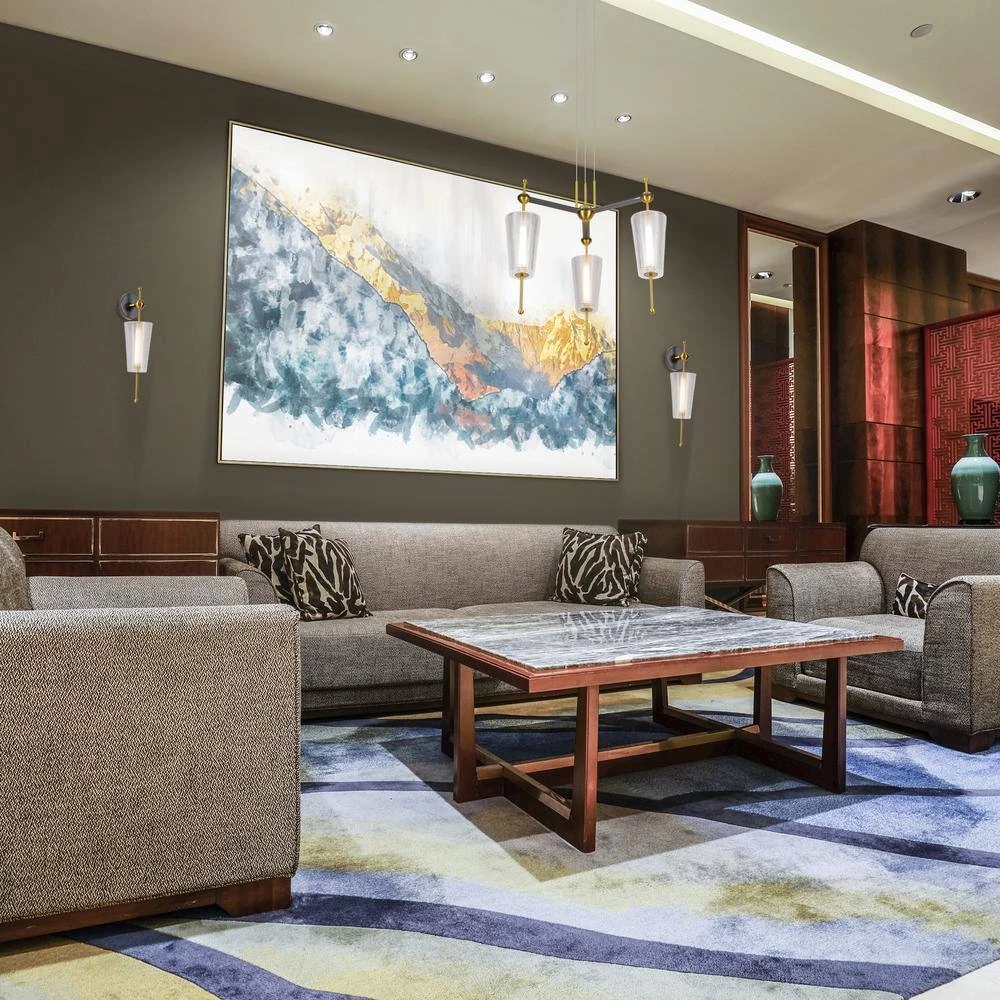 Toscana 22.2-Watt Integrated LED Antique Brass Island Pendant with 3 Frosted Glass Shades Linear by VONN Lighting - Image 5