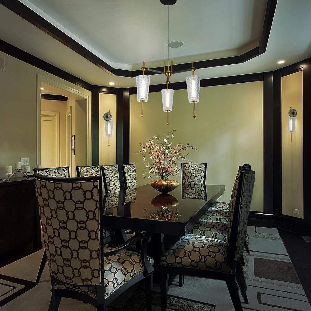 Toscana 22.2-Watt Integrated LED Antique Brass Island Pendant with 3 Frosted Glass Shades Linear by VONN Lighting - Image 2