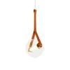 Salerno 9.6-Watt Integrated LED Antique Brass Pendant with 6.5 in. Glass Shade and Faux Leather Strap by VONN Lighting