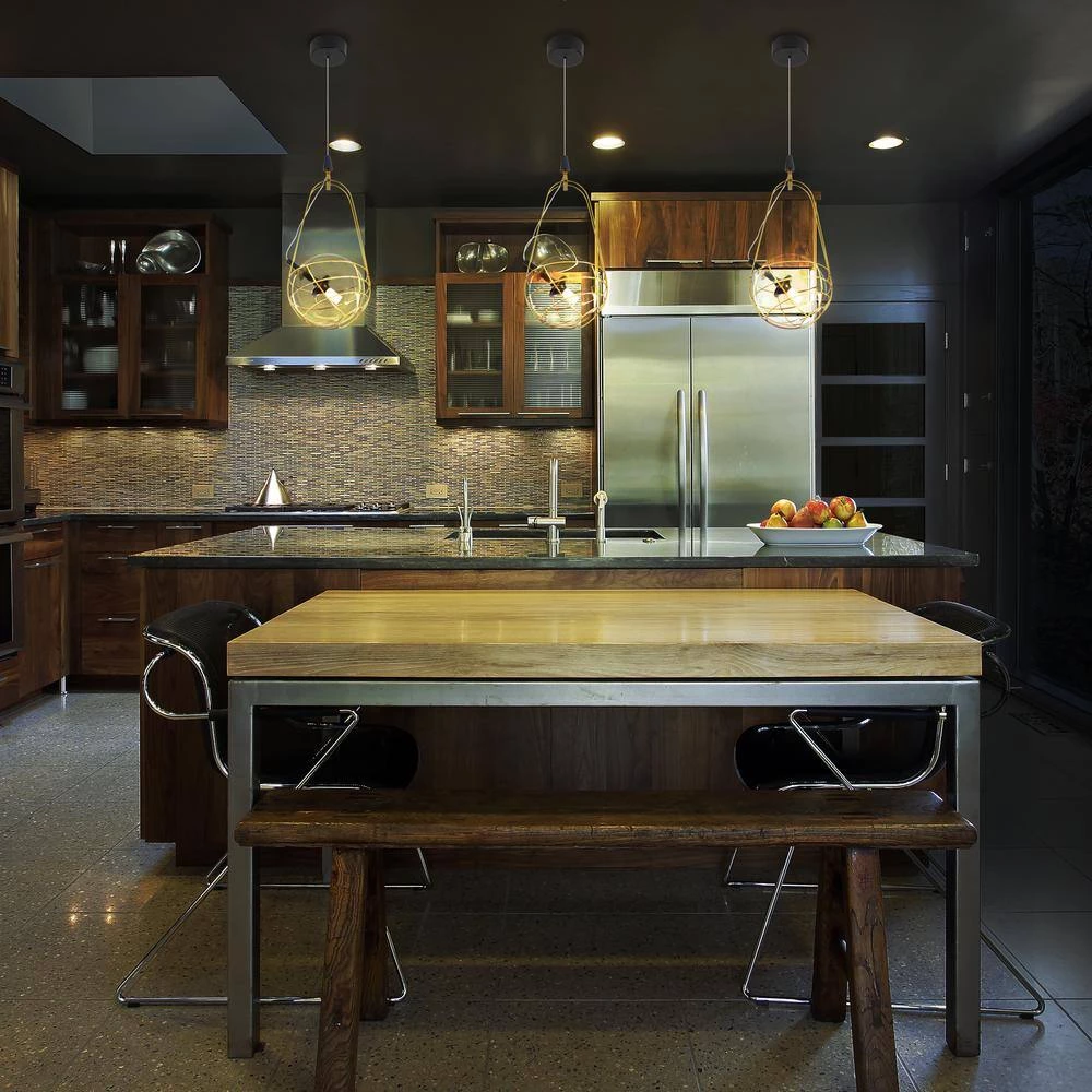 Firenze 8.8-Watt Integrated LED Antique Brass Pendant with 7.25 in. Glass Shade and Metal Cage by VONN Lighting - Image 3