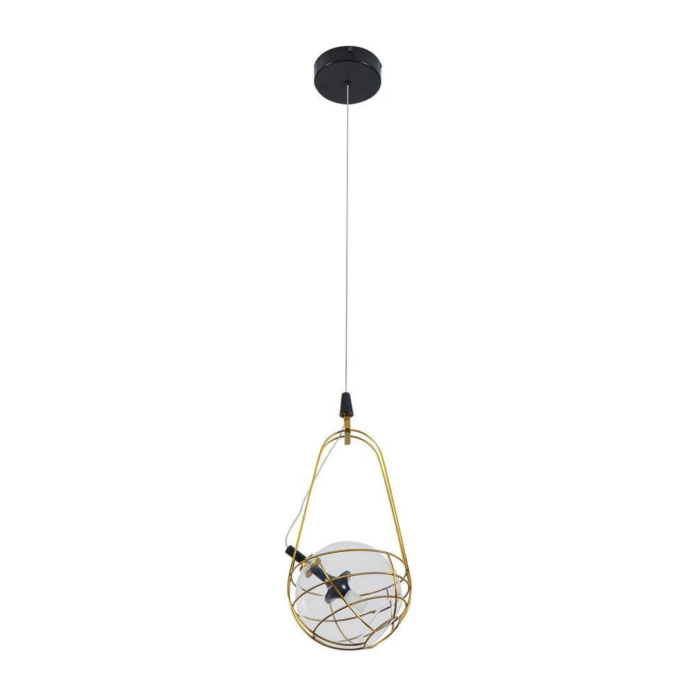 Firenze 8.8-Watt Integrated LED Antique Brass Pendant with 7.25 in. Glass Shade and Metal Cage by VONN Lighting - Image 6