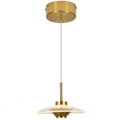 Ferrara 7 in. 1-Light Integrated LED Pendant Lighting Fixture in Antique Brass by VONN Lighting