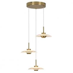 Ferrara 16 in. 3-Light Integrated LED Pendant Lighting Fixture in Antique Brass by VONN Lighting