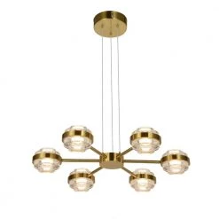 Milano 25 in. 6-Light Integrated LED Chandelier Lighting Fixture in Antique Brass by VONN Lighting