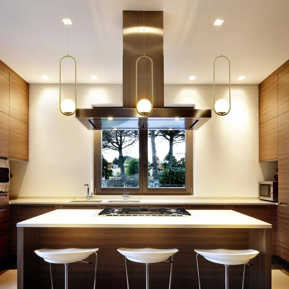 Capri 7 in. Integrated LED Pendant Lighting Fixture in Antique Brass with Glass Shade by VONN Lighting - Image 3