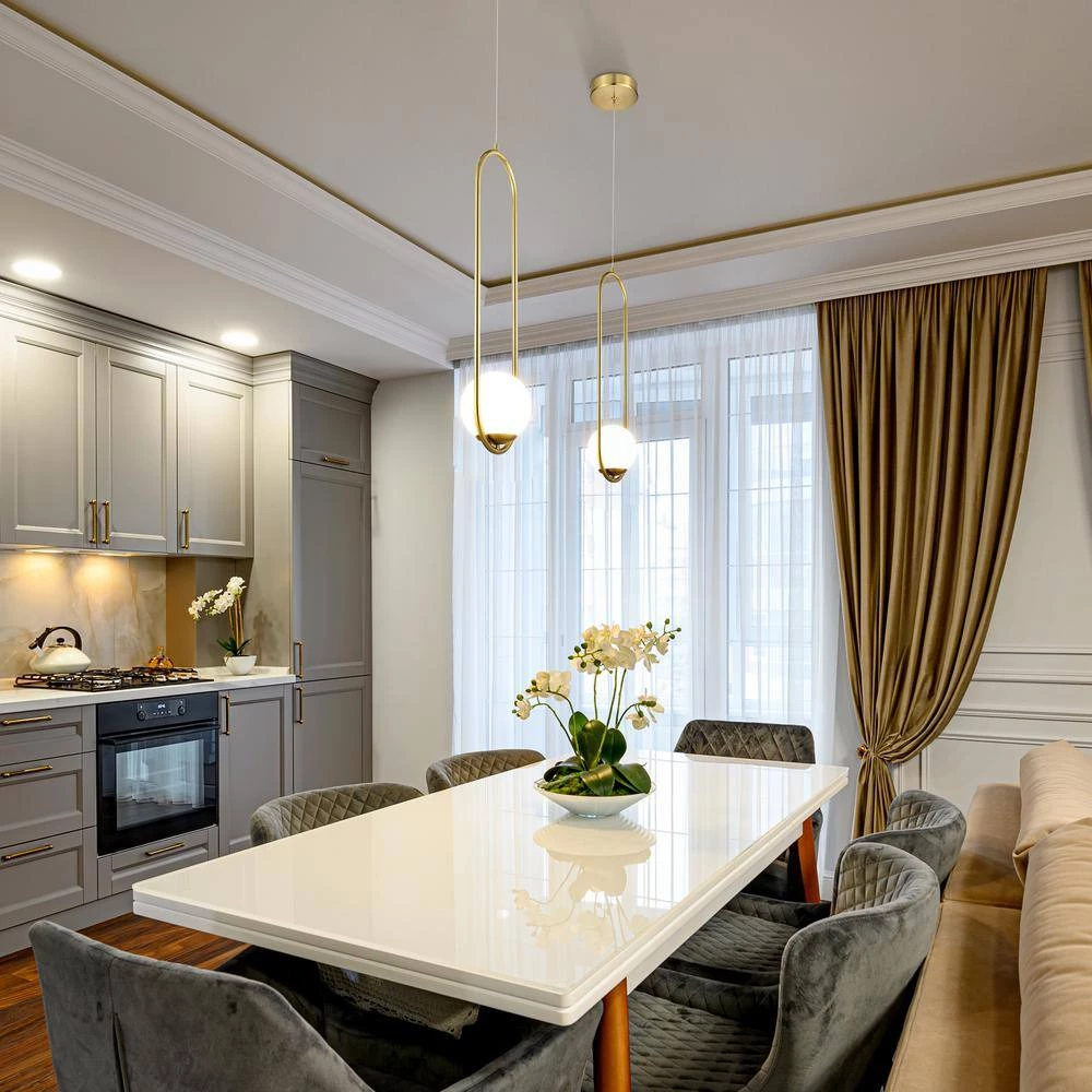 Capri 7 in. Integrated LED Pendant Lighting Fixture in Antique Brass with Glass Shade by VONN Lighting - Image 7