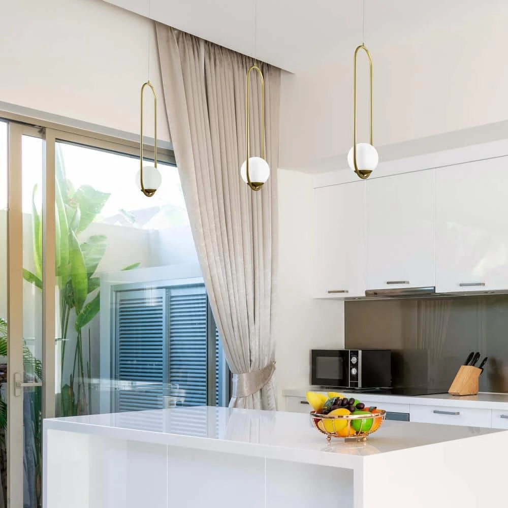 Capri 7 in. Integrated LED Pendant Lighting Fixture in Antique Brass with Glass Shade by VONN Lighting - Image 6