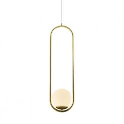 Capri 7 in. Integrated LED Pendant Lighting Fixture in Antique Brass with Glass Shade by VONN Lighting