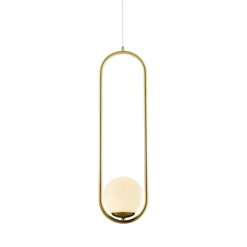 Capri 7 in. Integrated LED Pendant Lighting Fixture in Antique Brass with Glass Shade by VONN Lighting