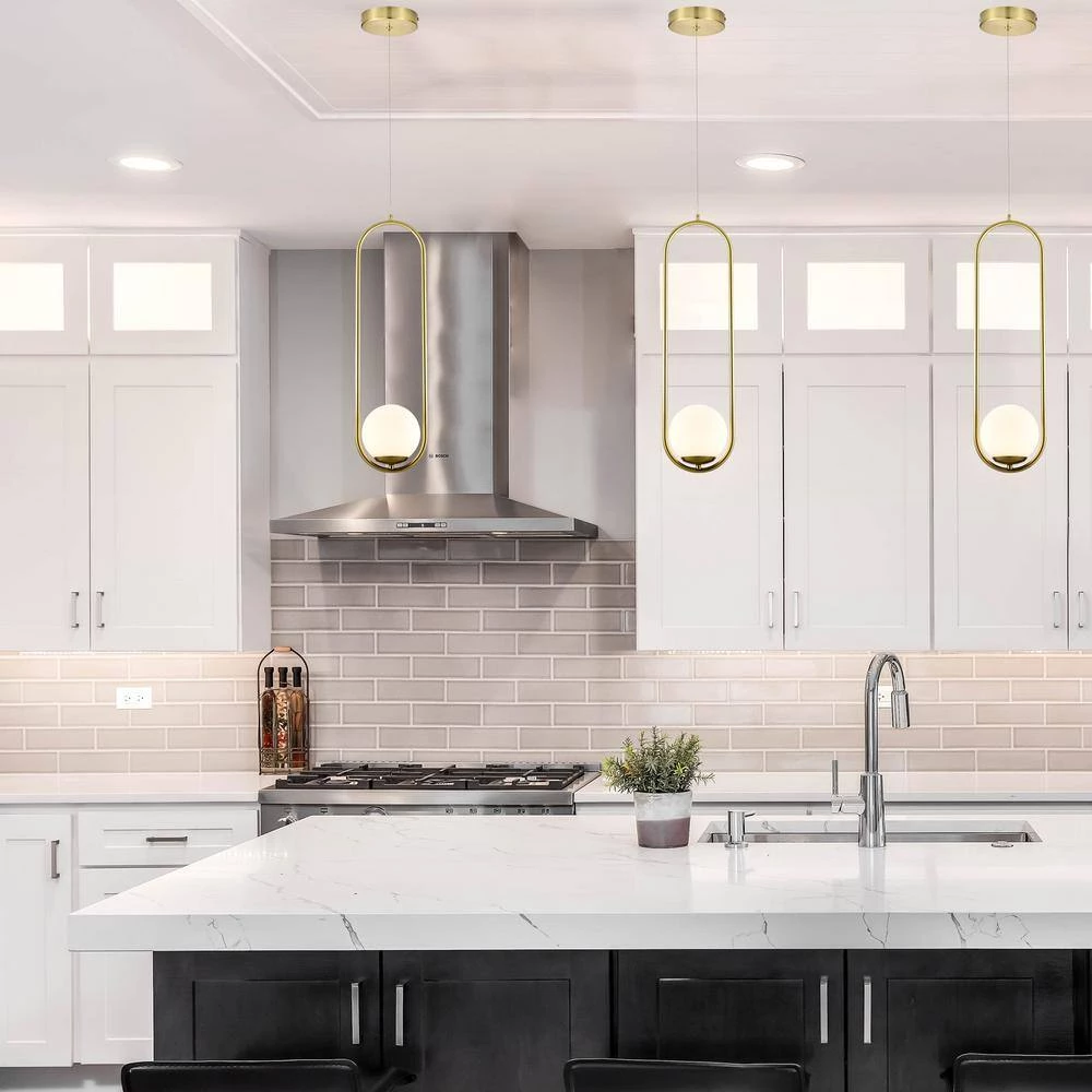 Capri 7 in. Integrated LED Pendant Lighting Fixture in Antique Brass with Glass Shade by VONN Lighting - Image 10