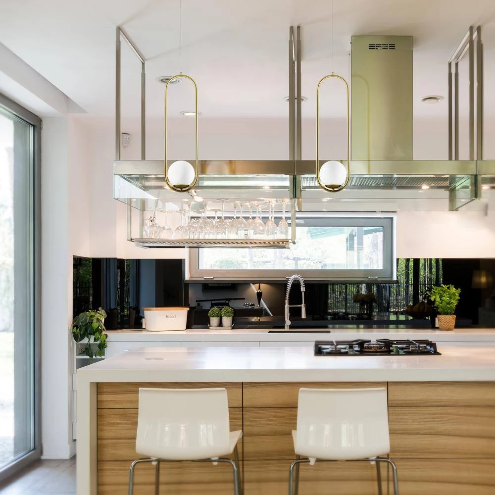 Capri 7 in. Integrated LED Pendant Lighting Fixture in Antique Brass with Glass Shade by VONN Lighting - Image 9