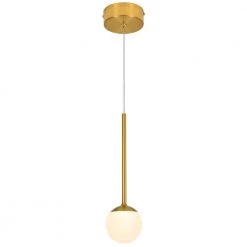 Capri 5 in. 1-Light Integrated LED Pendant Lighting Fixture with Glass Shade in Antique Brass by VONN Lighting