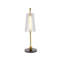 Toscana 20 in. Antique Brass Indoor Integrated LED Table Lamp with 4-Way Touch Sensor Base and Glass Shade by VONN Lighting