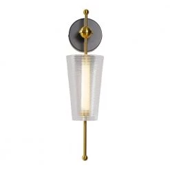 Toscana 5 in. Wide 7-Watt Antique Brass LED Sconce with Clear Frosted Glass Shade by VONN Lighting