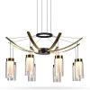 Genoa 24 in. 39-Watt Integrated LED Black Height Adjustable Chandelier with 8 Glass Shades Island Hanging Pendant Light by VONN Lighting