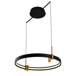Tania 23 in. Integrated LED Black Chandelier Lighting Fixture with 2 Adjustable Spotlights in Antique Brass by VONN Lighting