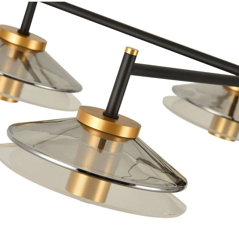 Verona 31 in. 5-Light Integrated LED Black Chandelier Lighting Fixture with Glass Shades by VONN Lighting - Image 4