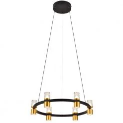 Ellegi 24 in. Up-Down 6-Light Integrated LED Black Chandelier Lighting Fixture by VONN Lighting