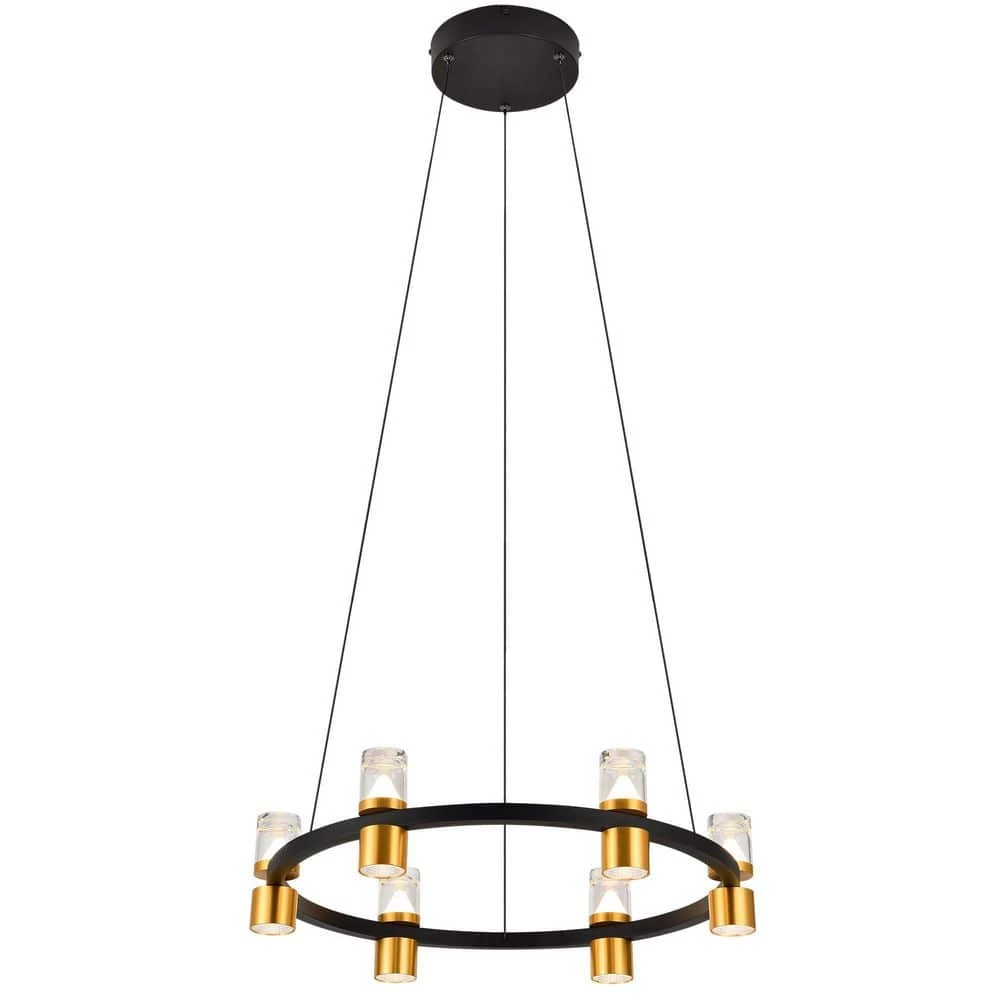 Ellegi 24 in. Up-Down 6-Light Integrated LED Black Chandelier Lighting Fixture by VONN Lighting