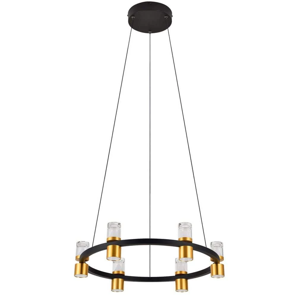 Ellegi 24 in. Up-Down 6-Light Integrated LED Black Chandelier Lighting Fixture by VONN Lighting - Image 2
