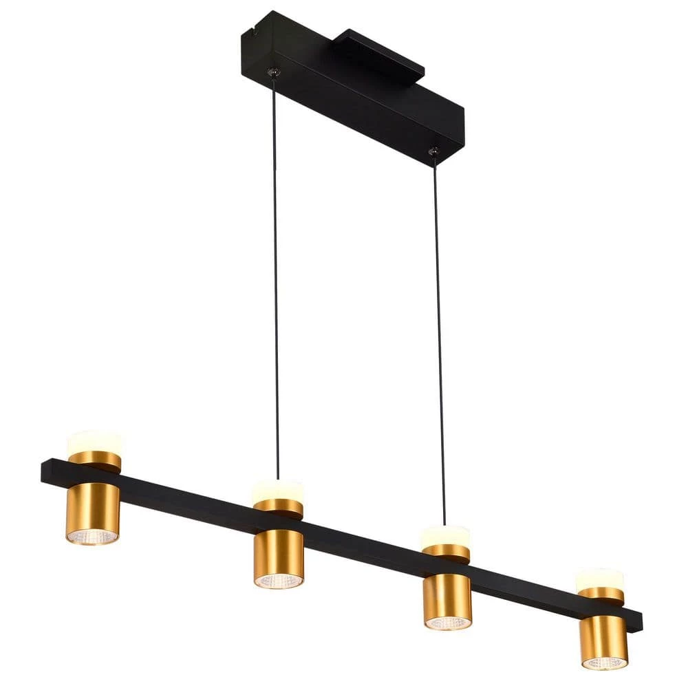 Ferro 34 in. Up-Down 4-Light Integrated LED Black Linear Chandelier Lighting Fixture by VONN Lighting