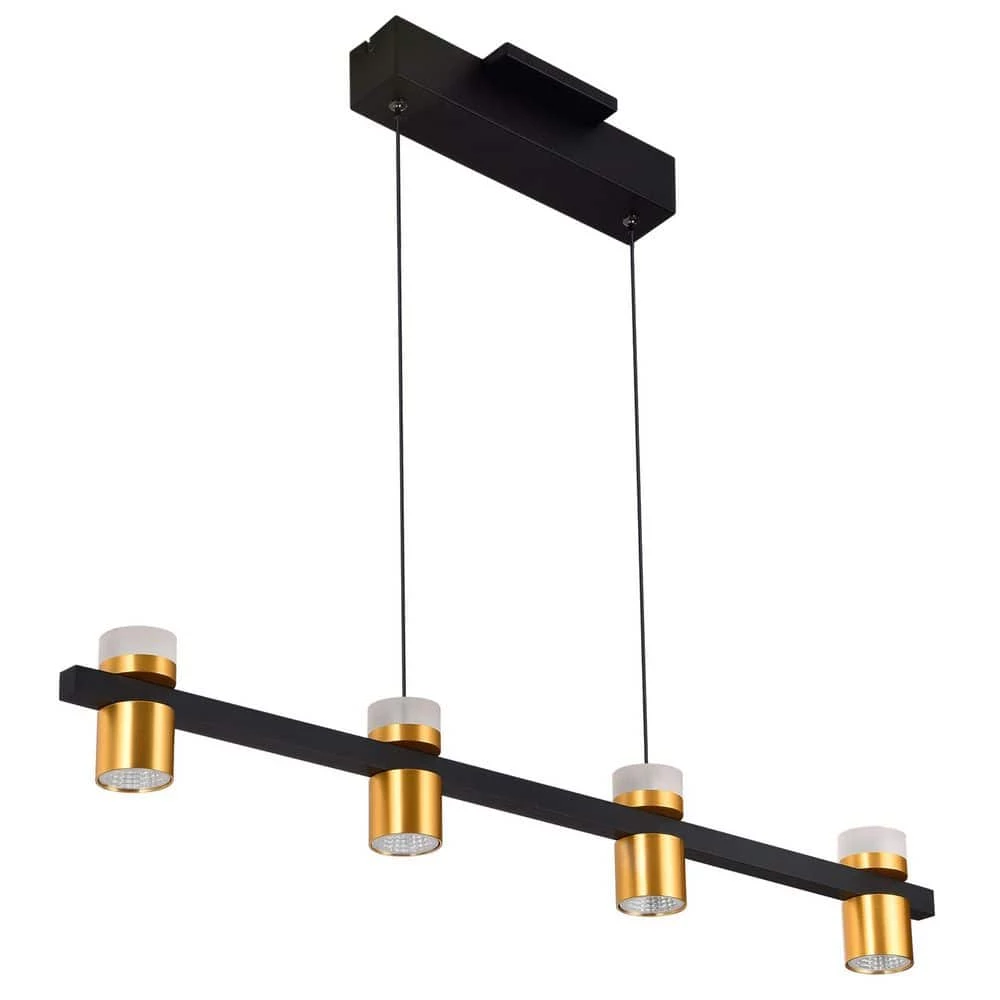 Ferro 34 in. Up-Down 4-Light Integrated LED Black Linear Chandelier Lighting Fixture by VONN Lighting - Image 2
