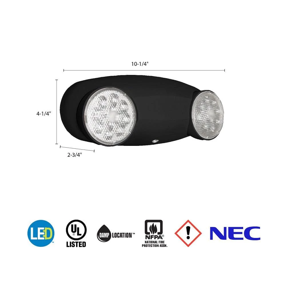 2.4-Watt 120-Volt to 277-Volt Adjustable Head Integrated LED Black Emergency Light by Lithonia Lighting - Image 2