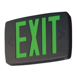 Quantum 1-Light Green Stencil 1-Watt Matte Black Integrated LED Exit Sign by Lithonia Lighting