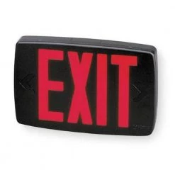 Quantum 1-Light Red Stencil 1-Watt Matte Black Integrated LED Exit Sign by Lithonia Lighting