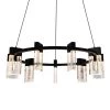 Sorrento 27 in. Integrated LED Circular Chandelier Height Adjustable Hanging Pendant Light in Black with 9 Shades by VONN Lighting
