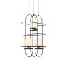 Lyra 16-Watt Integrated LED Black Chandelier with 3 Glass Shades and Black Cage Island Hanging Pendant Light Adjustable by VONN Lighting