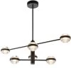 Milano 40 in. 6-Light Integrated LED Chandelier Lighting Fixture in Black with Height Adjustable Rods by VONN Lighting