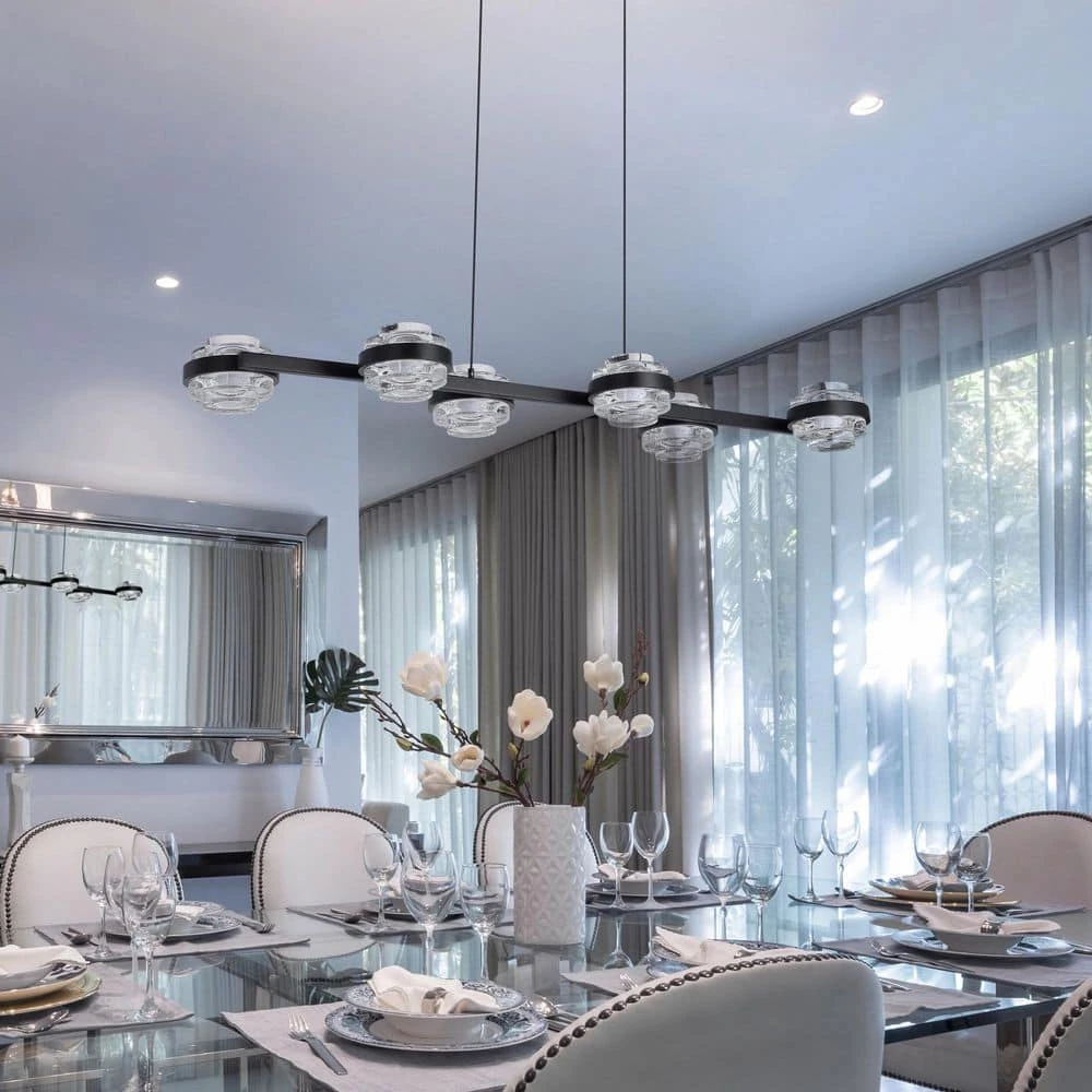 Milano 39 in. 6-Light Integrated LED Linear Chandelier Lighting Fixture in Black by VONN Lighting - Image 3