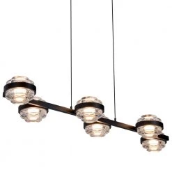 Milano 39 in. 6-Light Integrated LED Linear Chandelier Lighting Fixture in Black by VONN Lighting