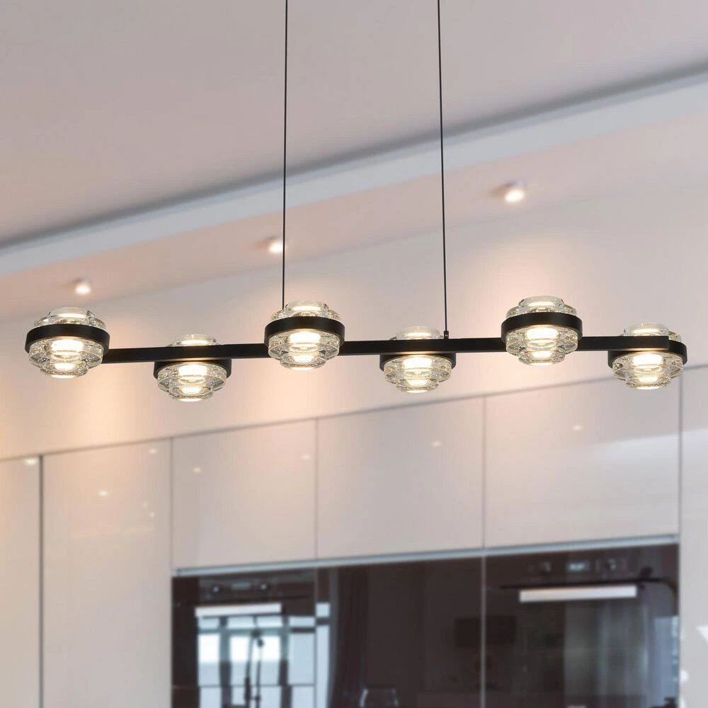 Milano 39 in. 6-Light Integrated LED Linear Chandelier Lighting Fixture in Black by VONN Lighting - Image 4