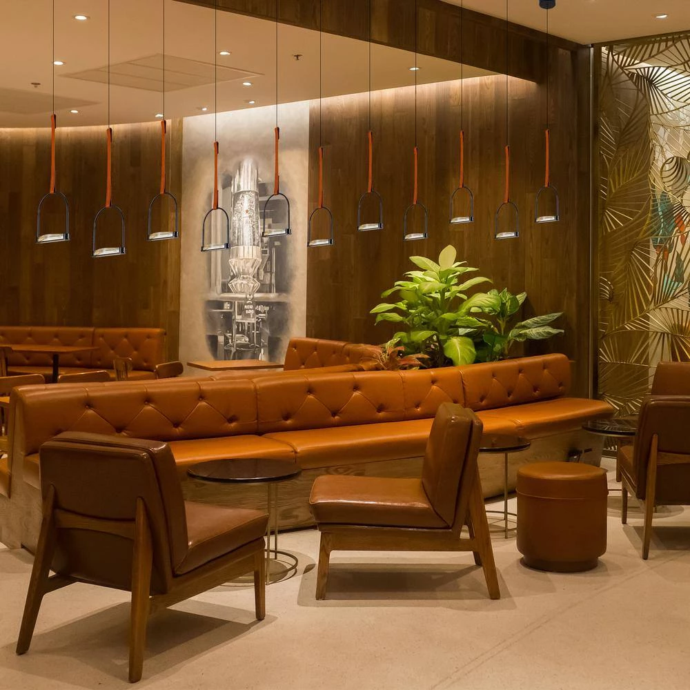 Ravenna 9.6-Watt Integrated LED Black Pendant with 7.75 in. Glass Shade and Faux Leather Strap by VONN Lighting - Image 4