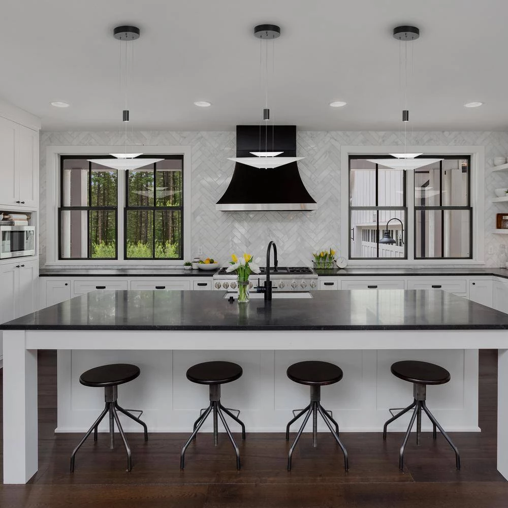 Positano Adjustable 8-Watt Integrated LED Black Pendant with 19.75 in. White Acrylic Shade by VONN Lighting - Image 3