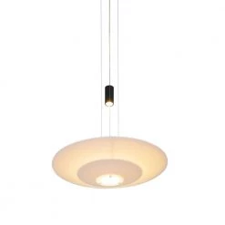 Positano Adjustable 8-Watt Integrated LED Black Pendant with 19.75 in. White Acrylic Shade by VONN Lighting