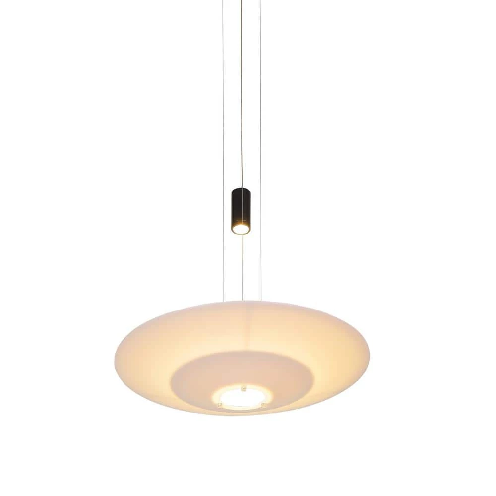 Positano Adjustable 8-Watt Integrated LED Black Pendant with 19.75 in. White Acrylic Shade by VONN Lighting