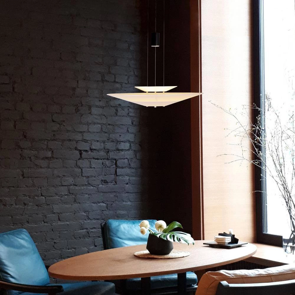 Positano Adjustable 8-Watt Integrated LED Black Pendant with 19.75 in. White Acrylic Shade by VONN Lighting - Image 2