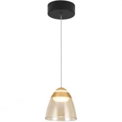 Roma 5 in. 1-Light Integrated LED Black Pendant Lighting Fixture with Glass Shade by VONN Lighting