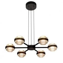 Milano 25 in. 6-Light Integrated LED Chandelier Lighting Fixture in Black by VONN Lighting