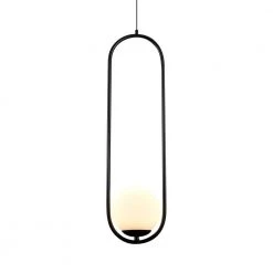 Capri 9.3-Watt 6.5 in. Wide Black Integrated LED Pendant With Glass Shade by VONN Lighting